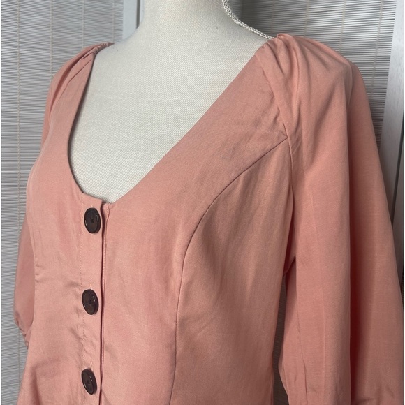 Lovers + Friends Edith Blouse Terracotta Pink Size M - Picture 2 of 8